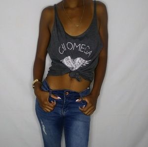 Gray sleeveless  Chi Omega tank